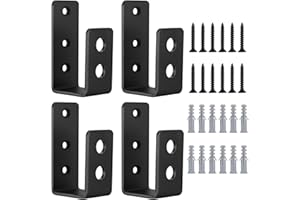 QEAPUG 4 Stück Tür Barricade Klammern, U Winkel Halterung Metall, Stahl U Sicherheitstürschloss Metallwinkel, Halterungen mit Schraube, passend für 2 x 4 Lumber