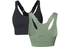 Atxnn Damen Sport BH Einstellbarer Breiten Schultergurt Yoga Bra Push up Bustier Racerback Nahtlose Gepolstert ohne Buegel für Fitness Lauf Joggen