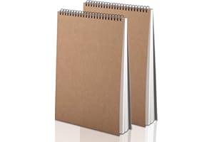 Yordawn Album da Disegno A4 Blocco per schizzi con 60 Pagine/ 30 Fogli Carta da Disegno Rilegatura a Spirale Copertina Kraft Quaderno da Disegno 2 Pacchi