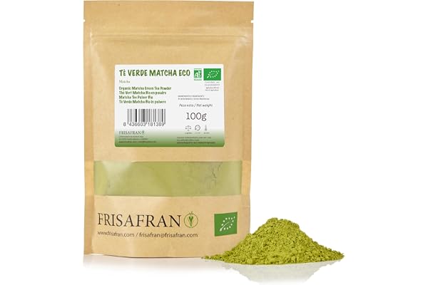 FRISAFRAN | Ekologiskt Matcha tepulver 100g | Grön | 100% ekologiskt te | Bantning | Dränering | Ceremoniell kvalitet