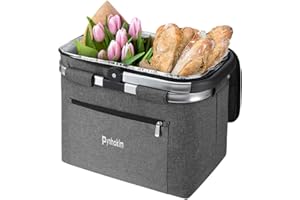 Pynhoklm® Shopping Basket Foldable 30L Folding Basket with Cooling Function Folding Basket with Lid 25 kg Load Capacity Shopping Bag as Picnic Basket Thermal Basket Insulated Basket Elegant Carry