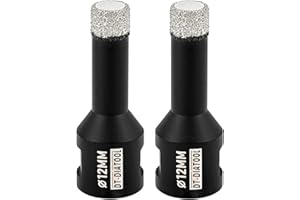 DT-DIATOOL Diamond Drill Bit 2PCS 12mm Hole Saw for Dry Drilling Tile Porcelain Marble Ceramic Granite