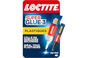 Loctite Super Glue-3 Tous Plastiques (tube de 2 g + stylo activateur de 4 ml) – Colle forte transparente pour tous plastiques – Colle transparente à séchage immédiat