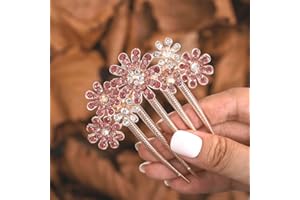 Bohend Diamante de imitación Flor Peine Decorativo peines para el cabello Nupcial Accesorios para el cabello para mujeres y niñas (5)