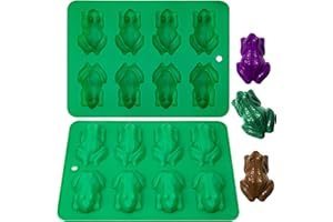 Webake Lot de 2 moules à chocolat en silicone anti-adhésif réutilisables pour gelée, crayons, gélatine, décoration de gâteau, savon, résine, motif grenouille (vert)