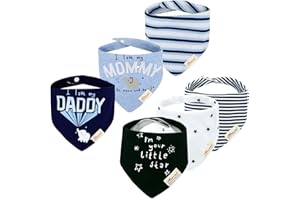 Minizone Baby Bandana Dribble Bibs 6PCS, Super Soft and Absorbent Pure Cotton Drool Bibs for Drooling and Teething for Boys Girls