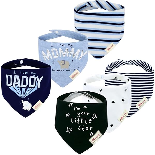 Bavoirs Bandana Bébé - Lot De 10 - 100% Coton - 2 Boutons Réglables - Super Absorbant