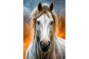 MXJSUA DIY Diamond Painting Kits for Adults White Horse Diamond Art Paint with Round Diamonds Full Drill Gem Art Painting Kit for Home Wall Decor 30x40cm