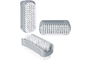Juego de 3 cepillos para el cabello de doble cara en gris en el juego Cepillos para uñas/cepillo de manos para baño, inodoro, lavabo, taller de PARSA BEAUTY