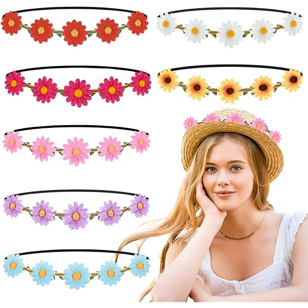 NET TOYS Blumen Haarreif – Buntes Blumenhaarband Im Hippie-Style Für Karneval & Mottopartys