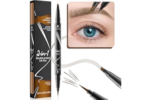 HNYGS-EU Augenbrauenstift härchenzeichnung Wasserfest, 4 Gabelspitze 2-in-1 Dual-Ended Microblading Augenbrauenstift, Wischfest Eyebrow Pencil Kann Leicht Natürliche Augenbrauenfarbe (Hellbraun)