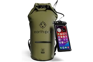‎EARTH PAK Earth Pak Dry Bag – wasserdichter Packsack mit Reißverschluss Tasche, Schultergurt und wasserfester Handyhülle – ideal beim Kajak Fahren, Camping, Angeln, Bootfahren und Rafting