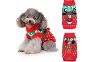 Tolaler Navidad Mascotas Suéter, Suéter de Punto para Perros Cálido y Cómodo con Patrón Navideño Suéter Mascotas Adecuado para Perros Pequeños y Medianos