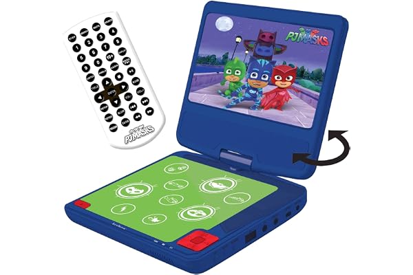 Lexibook - PJ Mask - Lecteur DVD Portable, écran LCD 7”, 2 Haut-parleurs, Batterie Rechargeable, Bleu, DVDP5PJM