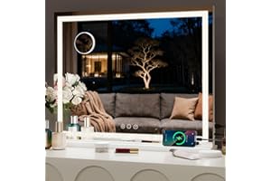 ‎EKLIPT eklipt Hollywood Schminkspiegel mit Beleuchtung, 70 X 55cm Kosmetikspiegel mit 3 Farbbeleuchtungsmodi, mit Crushed Diamant Kristall,Touch Schalter, Vanity Spiegel mit Licht Weiß