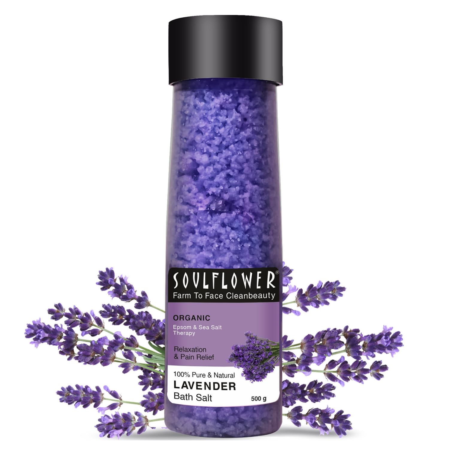 Soulflower Epsom Lavender Bath Salt for Body & Foot Spa, Calming, Relaxing, Muscle Pain Relief, Aromatherapy | Pure & Natural