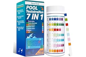 NewTest Pool Teststreifen 7-in-1-150 Streifen Pool Wasser Tester pH und Chlor für Pool Whirlpool Spa