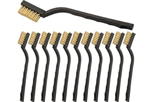 FL HUA 12 Pcs Small Brass Brushes, Heavy Duty Rust Remover Brass Wire Brush, Small Wire Brush for Home Clean Removing Rust Scale Paint