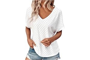 HAOLEI T-Shirt Donna Estiva Cotone V Scollo Tinta Unita Maglietta Manica Corta Top Casual Case Camicie Orlo Arrotondato Abbigliamento Primavera Donna Leggero Classico Estate T Shirt per Feste