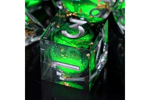 ORUZA 7 Stück Polyedrische DND Würfel Set Liquid D&D Core Würfel D4 D6 D8 D10 D12 D20 D% Treibsand Spielwürfel für Dungeons and Dragons RPG MTG Pathfinder Rollenspiele Spielwürfel