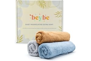 Beybe - Set di 3 Asciugamani Neonato in Bambu 50 x 25 cm - Asciugamani Bamboo Multiuso per Neonati - Lavette bamboo, Ideali per Neonati, Bambini e Asilo - Asciugamano in mussola bamboo