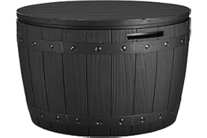 YITAHOME Coffre de Rangement Ronde de 127L, Boîte de Rangement Extérieure pour Coussin de Table de Patio, Accessoires de Piscine, résine Imperméable et Montage Facile léger, Noir