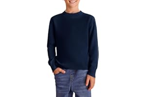 Haloumoning Maglione per bambini, girocollo, a maniche lunghe, morbido, leggero, in tinta unita