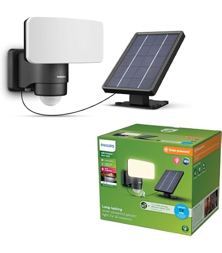 Philips Virona Wandlamp Op Zonne-energie – Warm Wit Licht (2700K), Zwart Ontwerp, Ideaal Voor Buiten, Waterdicht (IP44) En Zonder Bedrading