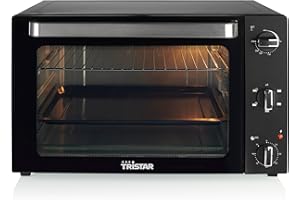 Tristar Four à convection, 2000 Watt, 60 L, Minuterie 90 min, avec Lampe Intérieure, Porte à Double Vitrage, Thermostat réglable jusqu’à 230°C, Accessoires inclus, OV-3640