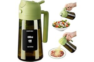 SWEET VIEW Spruzzatore Olio d'oliva e Distributore Olio, 470 ml, in vetro resistente alla luce, per cucina, friggitrice ad aria, cucina, insalata e barbecue