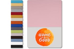 HOME - 4 - GOOD home4good Spannbettlaken 140x200cm – Jersey-Spannbetttuch aus 100 % Baumwolle – Oeko-TEX 100 Zertifiziert – bügelfrei, elastisch & atmungsaktiv – für 15–25 cm Matratzenhöhe - Rosa