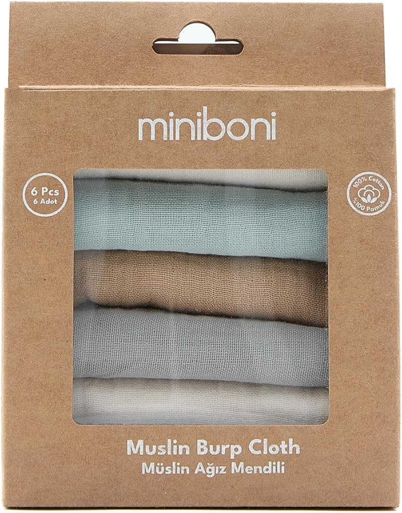 Miniboni 6 lı Ağız Mendili Bej, Ekru, Mint, Gri