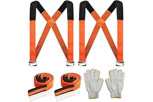 Lifting Straps for Movers, ZIZINET Moving Strap Load Capacity 150 kg for Heavy Objects, Goods, Furniture, 2 pcs Moving Lifting Straps with Bonus 2 Pair Gloves