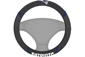 FANMATS NFL New England Patriots Embroidered Steering Wheel Cover, Black, Universal 15" Diameter