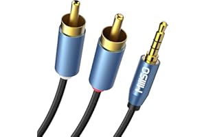 MillSO RCA do Jack Kabel Stereo Audio Aux 3.5mm Jack do 2 Chinch RCA Y Kabel (pozłacana metalowa wtyczka, podwójne ekranowanie) - 1M