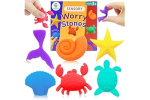 Cuackamily 6 sztuk sensorycznych zabawek Fidget Toys, zwierzęta morskie, teksturowane, do zmartwień, zabawka sensoryczna dla dzieci z autyzmem, ulga w strachu, zabawki sensoryczne dla dzieci i