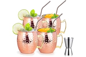 izdeel Verre Moscow Mule Tasse à Cocktail Cuivre Jigger Cocktail pour Verre Cocktail, Rhum, Boissons Froides, Bar, Fête, Cadeaux