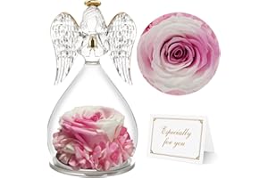 ‎YAMONIC Yamonic Ewige Rose Engel Figur Geschenke für Frauen,Ewige Rose Engel Geschenke für Mama,Geburtstagsgeschenk für Frauen,Oma Geschenk,Ewige Rose im Glas Schutzengel Weihnachten,Muttertagsgeschenk