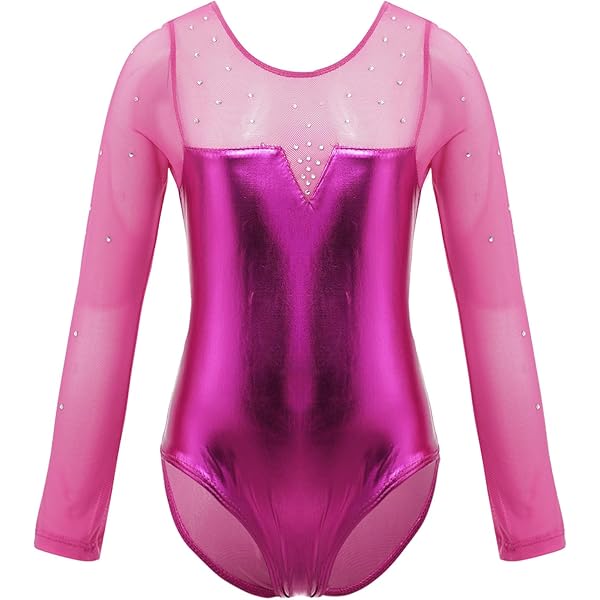 Freebily Ballettanzug Mädchen Langarm - Glitzer Trikot Für Gymnastik & Tanz