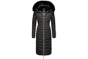 Navahoo Damen Wintermantel warmer Steppmantel lang mit Kapuze Umay XS-XXL