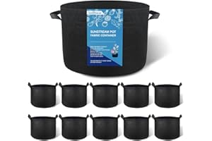 SunStream 10-Pack 5 Gallon 19L Heavy Duty Thickened Nonwoven Fabric Pots Potato Grow Bags with Handles