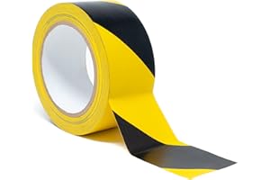 ArmaKit Hazard Tape | 50mm wide (2") x 33m Length (Yellow/Black) - High Visibility Black and Yellow Diagonal Striped. Indoor/Outdoor All-Weather Any Surface; Carpet, Tile, Wood, Stone, Concrete, Metal