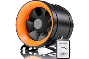 Hon&Guan 200mm EC Rohrventilator mit Drehzahlregler, 1411m³/h Rohrlüfter mit Regler EU-Stecker für Growzelt Gewächshaus Aktivkohlefilter HVAC