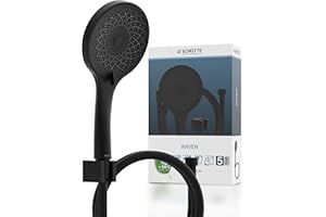 SCHÜTTE RAVEN Brauseschlauch mit Handbrause und Wandhalter | Duschbrause mit 3-fach verstellbarem Duschkopf | Brauseset mit mit Schlauch | Schlauch für Dusche in Schwarz