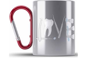 Trendation - Zahntechniker Zahnmedizinische Fachangestellte Edelstahl Tasse Karabiner Geschenk Zahnarzt Lustig Praxis Geschenkidee Zahnarzthelferin Zahntechniker Zahnärztin - Love (Rot)