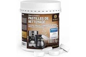 Coffeeano 150 Pastilles de nettoyage pour machines à café automatiques et cafetières. Comprimés nettoyants pour tous appareils et marques.