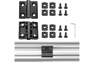 JiGiU 2pcs Scharnier M6 Aluprofil 3030 Serie Schlitz 8mm Tür Klappscharnier Zinklegierung inkl. Nutenstein, Schrauben, Aluminiumprofil-Scharnier Drehband für DIY 3D-Drucker (Schwarz)