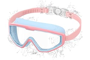 Ambienden Lunette Piscine Enfant, Anti-Buée UV, Vision Large, Réglage 1 Bouton, Joint Silicone, Lunettes de Natation 3-12 Ans Unisexe