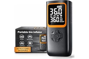 Compresor aire portatil coche, Batería 6000mAh y Conexión 12V, 150 PSI-10,3 BAR, Inflador ruedas coche con luz LED y power bank, Hinchador ruedas coche Ideal para emergencias, viajes y mantenimiento.