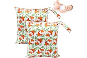 NTGRTY Windeltasche, 2 Stück, Nappy Bags, Wet Dry Bags, Wet Dirty Laundry Bag, Waterproof Dry Wet Bag, Diaper Bag for Babies Swimming Camping Travel Gym Workout Beach (Fuchs)